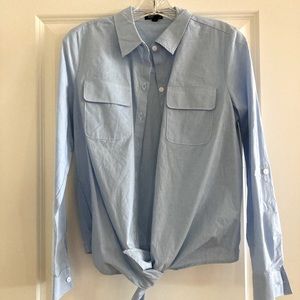 NWT Jones New York Size Small Blue & White Stripe Long Sleeve Button Down Top